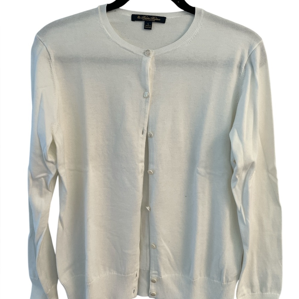 Brooks Brothers White cotton cardigan